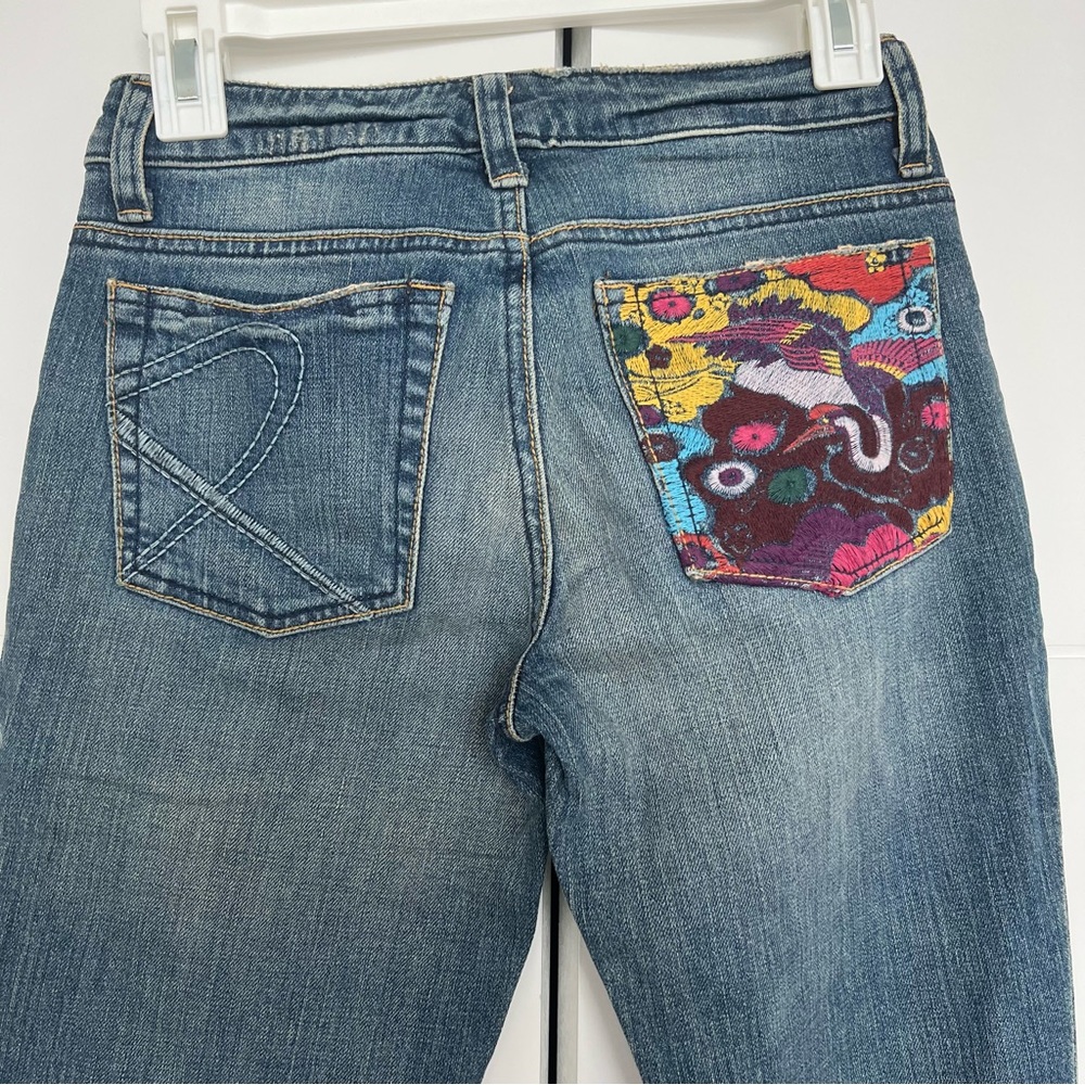 Pure Color Embroidered Jeans